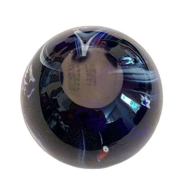 Glass Eye Studio Art Glass Millefiori Paperweight Cobalt‎ Blue 6" Diameter - Picture 6 of 7